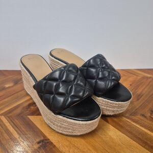 Marc Fisher Black Quilted Platform Espadrilles